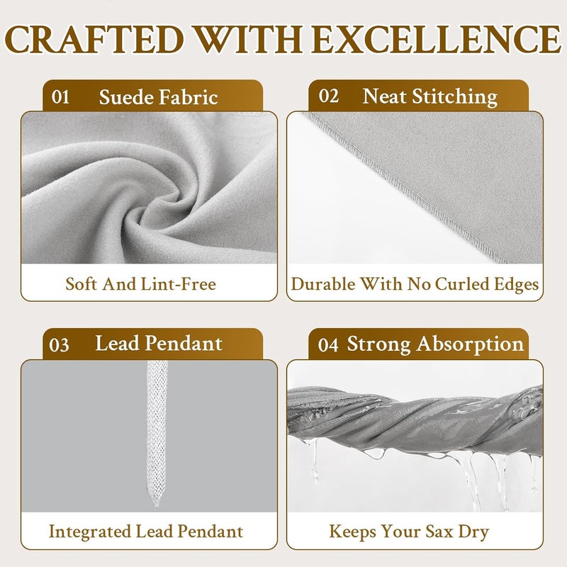 Ancable Alto Saxophone Cleaning Set, 2-Pack Microfiber Clean Polish Cloths for Musicians and Students Musical Instrument Cleaning Tool Set for Enhance Shine, Improve Sound - Image 3